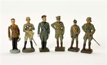 Elastolin, Lineol: Mussolini, Goebbels, Hindenburg + 3 Generäle