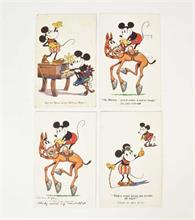 4 Micky Maus Postkarten