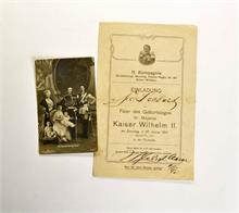 Historisches Dokument "Einladung zur Feier des Geburtstages von Kaiser Wilhelm II"