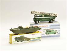 Dinky Toys, Militär Amphibienfahrzeug + Dinky Supertoys BBC TV Extending Mast Vehicle