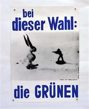 Wahlplakat "Die Grünen" 1980 J. Beuys, Fehldruck in blau !