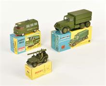 Corgi + Dinky Toys, Army Truck, US Police Truck + Jeep