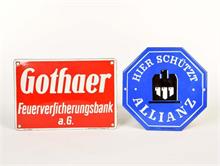 2 Emailleschilder "Allianz" + "Gothaer"