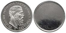 Kaiserreich, Preußen, Friedrich III. 1888, Einseitiger Zinnabschlag des 20 Mark Stückes der Vorderseite