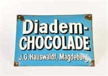 J.G. Hauswaldt, Magdeburg, Emailleschild "Diadem Chocolade"