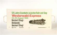 Zuglaufschild Dampflok 41 360 DB 1986 Westerwald Express