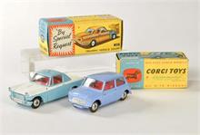 Corgi Toys, Triumph Herald Coupe + Morris Mini Minor