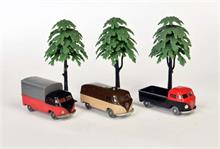 Siku, 3x VW Bus + 3 Bäume