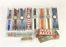 10 Swatch Uhren + 7 Armbänder