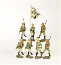 Elastolin, 7 Soldaten (General, Fahnenträger u.a.)