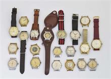 Kienzle, Cortina u.a., 20 Armbanduhren mit Mängeln (Ziffernblatt schmutzig, Glas beschädigt u.a.)