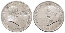 Philippinen, Peso 1970 mit Gegenstempel (Countermark) Johannes Paul II. 1981