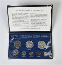 Philippinen, Kursmünzensatz 1977, 8 Stück.