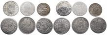 Spanien, kl. Konvolut Silbermünzen verschiedener Regenten und Epochen. 6 Stück