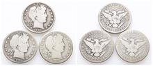 Vereinigte Staaten von Amerika (USA), Half Dollar 1895, 1899 (Philadelphia) und 1912 (San Francisco). 3 Stück