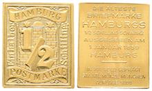 Hamburg, Stadt, 1/2 Schilling (6 Pfennig) 1859. Hamburger Postmarke in Gold