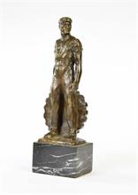 Bronzefigur auf Marmorsockel "Bergmann"