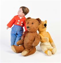 2 Teddybären + 1 Puppe
