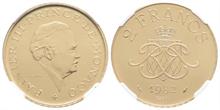 Monaco, Rainier III. 1949-2005, 2 Francs 1982. Probe Essai in Gold.
