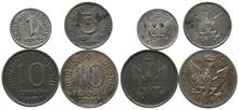 Polen, 10 Pfennig 1917 (2x), 5 Pfennig 1917 und 1 Pfennig 1918
