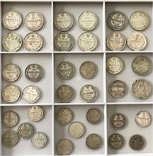 Rußland, Lot von Silbermünzen, 38 Stück