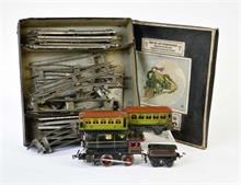 Kraus Fandor, Eisenbahnpackung mit Lok, Tender, 2 Personenwagen + Gleise