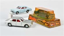 Dinky Toys, 2x Ford Escort + Ford Zodiac