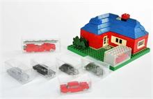 Lego, 7 Autos, 1 Haus + Zubehör