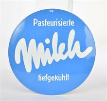 Emailleschild "Pasteurisierte Milch"