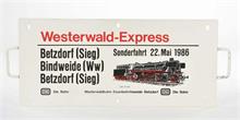 Zuglaufschild Dampflok 41 360 Deutsche Bahn "Westerwald Express"