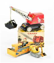 Bulldozer, Shovel + Crane