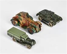 Tippco u.a., 3 kleine Militärfahrzeuge
