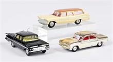 Corgi Toys, Plymouth, Chevrolet Impala + Chevrolet Corvair
