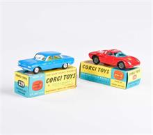 Corgi Toys, Chevrolet Corvair 229 + Ferrari Berlinetta 314