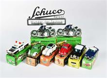 Schuco, 6 Micro Racer, 2x Motoracer 1006 + Schild
