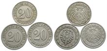 Lots und Sammlungen - Kaiserreich, 20 Pfennig 1888 G; 1890 F; 1892 G