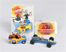 Corgi u.a., 4 Popeye Fahrzeuge