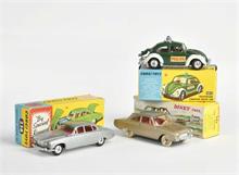 Corgi Toys + Dinky Toys, VW Käfer Police,  Jaguar Mark X + Opel Rekord