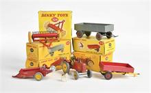 Dinky Toys, Tractor, Trailer, Hay Rake u.a.