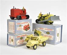 Dinky Supertoys, Heavy Tractor, Blaw Knox Bulldozer + Euclid Rear Dump Truck