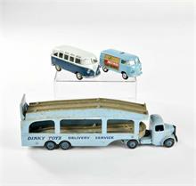 Dinky, Wiking + Corgi, Autotransporter + 2 VW Busse