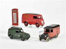 Dinky Toys, 3 Fahrzeuge + Telefonzelle