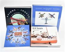 4 Spielzeug Bücher, 3x Flugzeuge + 1x Schiffe