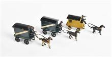 Plank, 3 Möbeltransportwagen Kutschen Miniaturen