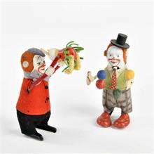 Schuco, Clown Jongleur + Clown mit Mäusekind