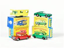Matchbox, MG, Ferrari, Roll Royce + Caravan