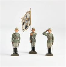 Lineol, 3 Soldaten auf Wacht (Fahnenträger u.a.)