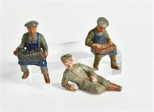 Lineol, 3 Soldaten + Lagerleben 1. Weltkrieg
