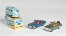 Corgi Toys, VW Bus Toblerone, Rover 2000 + Ghia L6.4