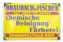 Braubach und Fischer, Emailleschild (gewölbt), 1930ger Jahre